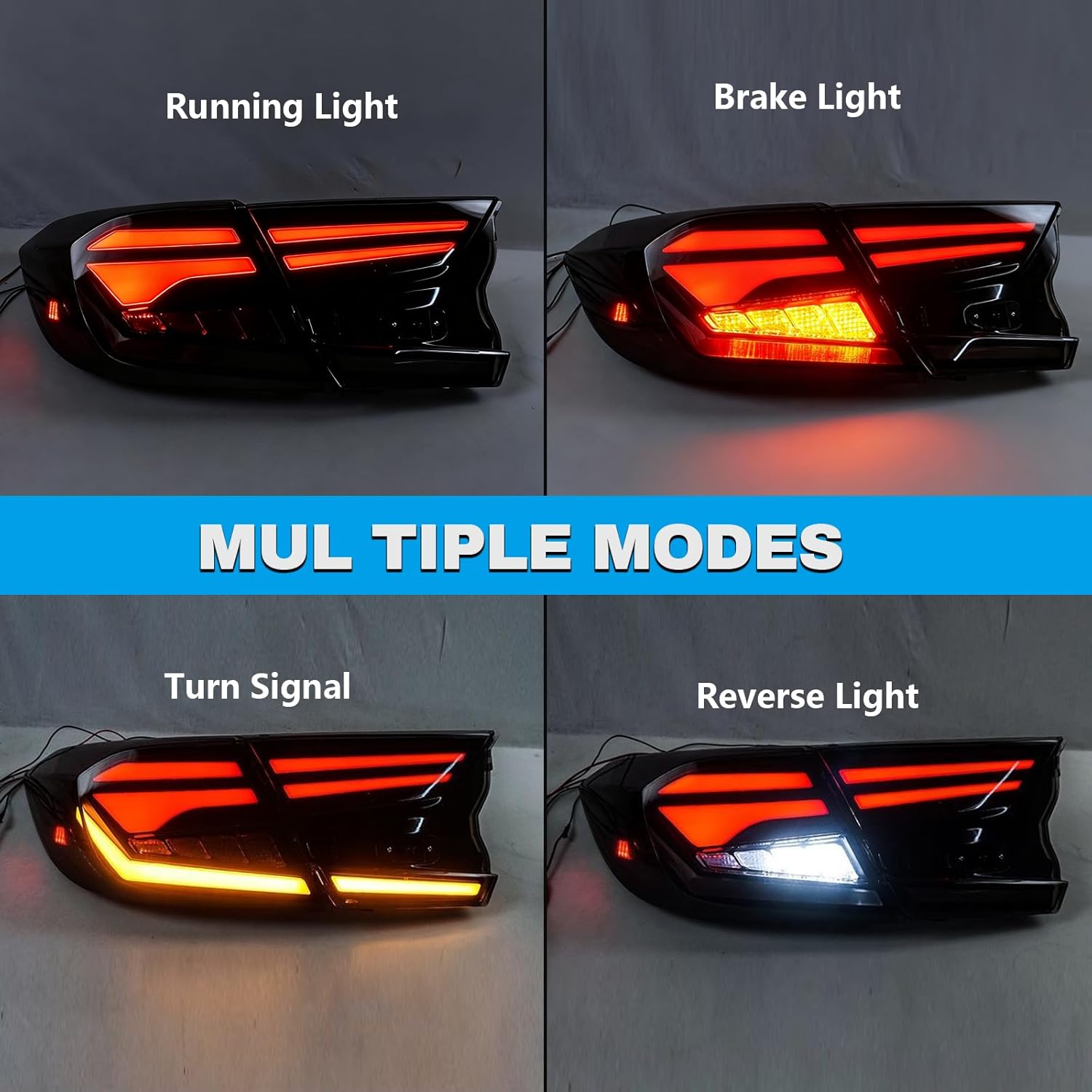 OKSIWA Full LED Tail Lights for Honda Accord 2018-2022,10th & 10.5th Gen Rear Lights with Start-Up Animation, Turn Signals, Brake Lights, and Reverse Lights-2