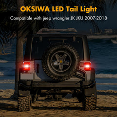 OKSIWA LED Tail Lights Fit For 2007-2018 Jeep Wrangler JK JKU, Tunnel Shaped Design Rear Lights, Running, Brake, Turn Signal, Reverse Light Tail Lamp, Easy to Install,Smoked Lens-3