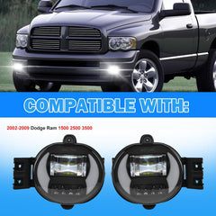 OKSIWA LED Fog Lights Compatible With 2002-2009 Ram 1500 2500 3500/2004-2006 Durango Pickup Truck 2002-2008 Ram Front Bumper Driving Fog Lamp 1 Pair of Fog Lights Clear Lens-3