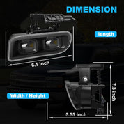 OKSIWA LED Fog Lights Kit For 1999-2002 Sierra/2000-2006 GMC Yukon/Yukon XL, Pickup Truck SUV Front Driving Fog Lamps Assembly Clear Lens, 1 Pair