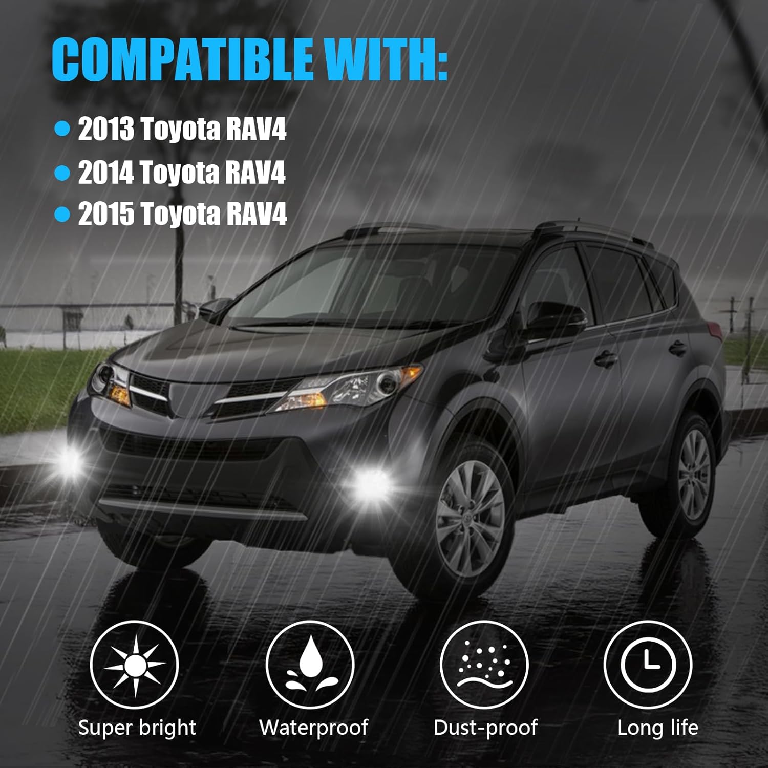 OKSIWA LED Fog Lights with DRL For 2013 2014 2015 Toyota RAV4, Amber Turn Signal,White Daytime Running Light, Front Bumper Fog Lamps Replacement with Wiring Harness,Easy to Install-3