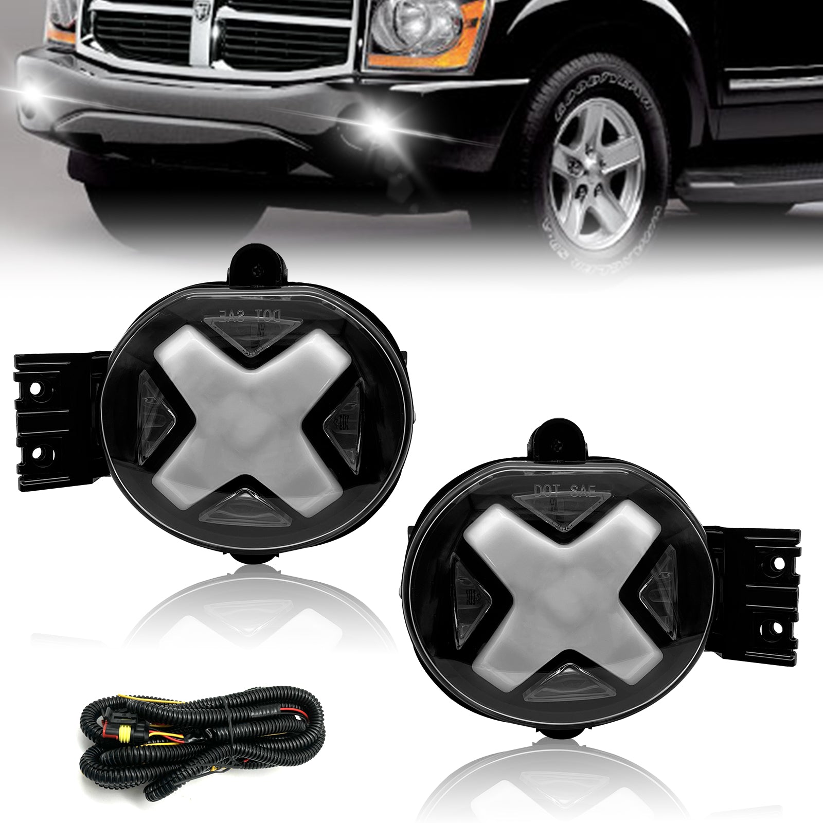 For Dodge 02-08 Ram 1500 03-09 Ram 2500 3500 04-06 Durango LED Fog Lights Lamps