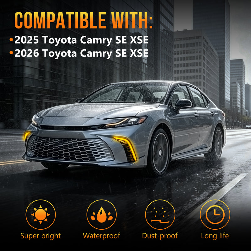 DOT Approved LED DRL Fog Lights for 2025 - 2026 Toyota Camry SE/XSE-3