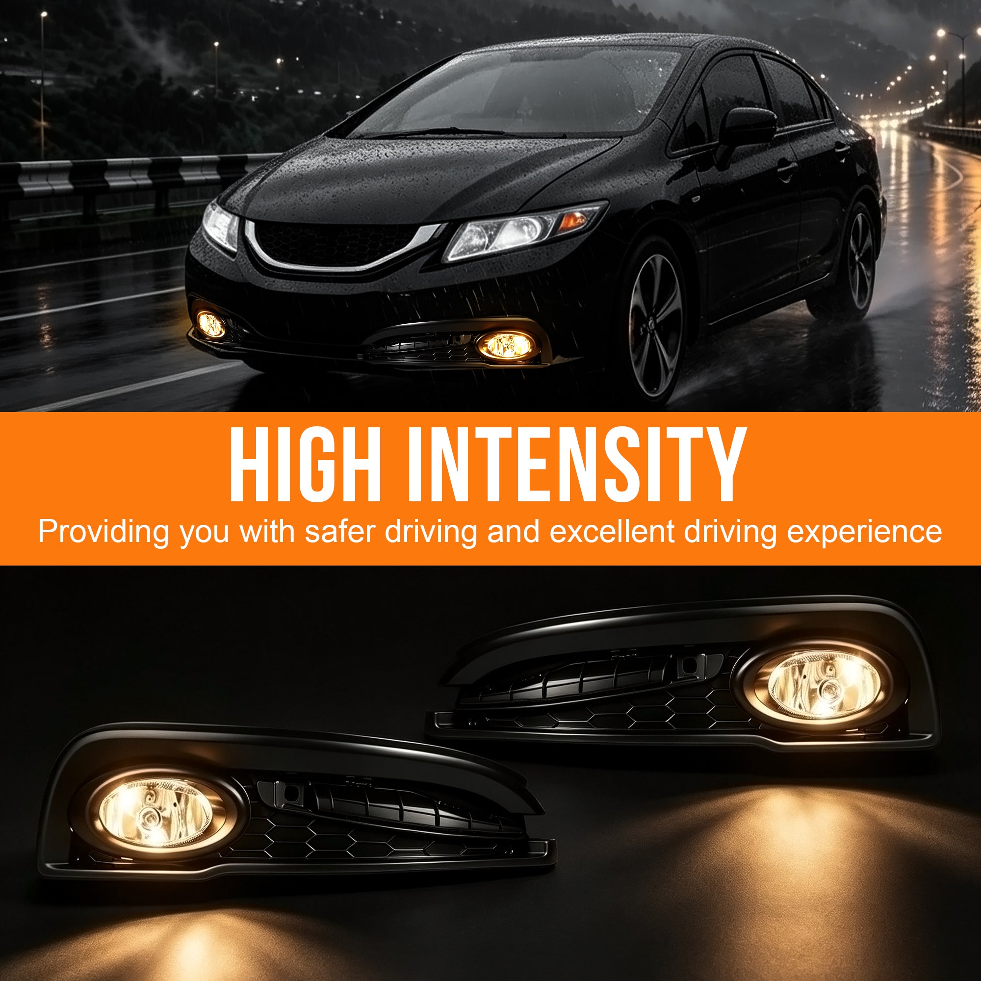 DOT Approved Fog Light for 2013–2015 Honda Civic Sedan, Plug & Play, IP67 Waterproof, 1 Pair-2