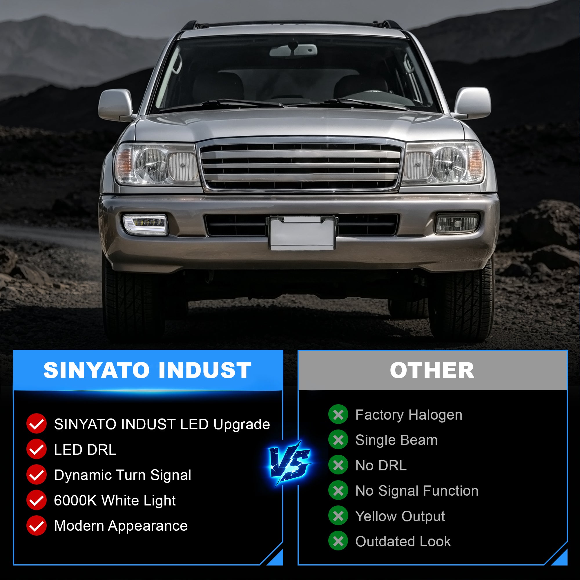 DOT Approved LED Fog Light with DRL for 1998–2007 Toyota Land Cruiser FJ100, 1 Pair-6