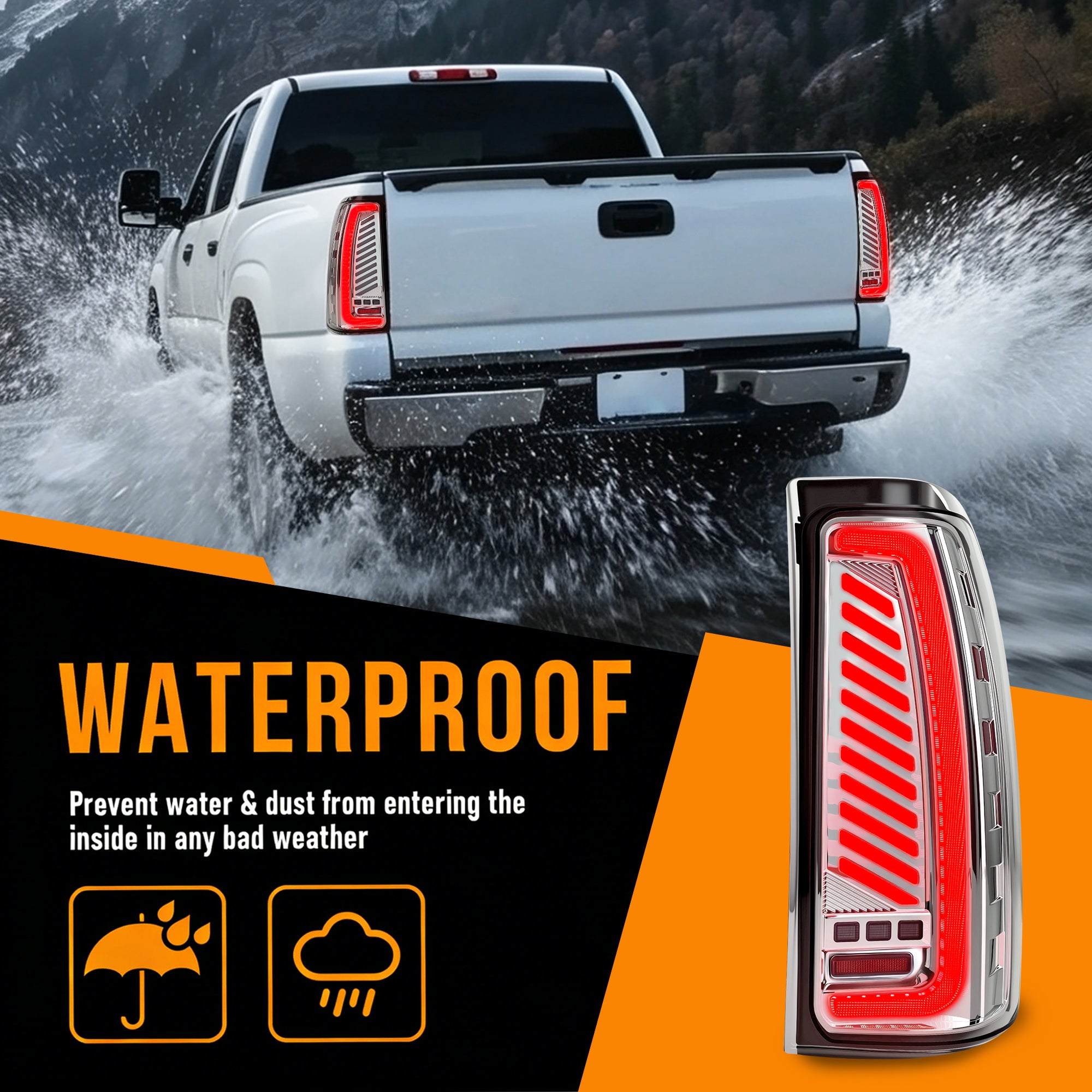 Sequential Clear LED Tail Lights with Startup Animation for 2003-2006 Chevy Silverado Plug & Play Waterproof-6