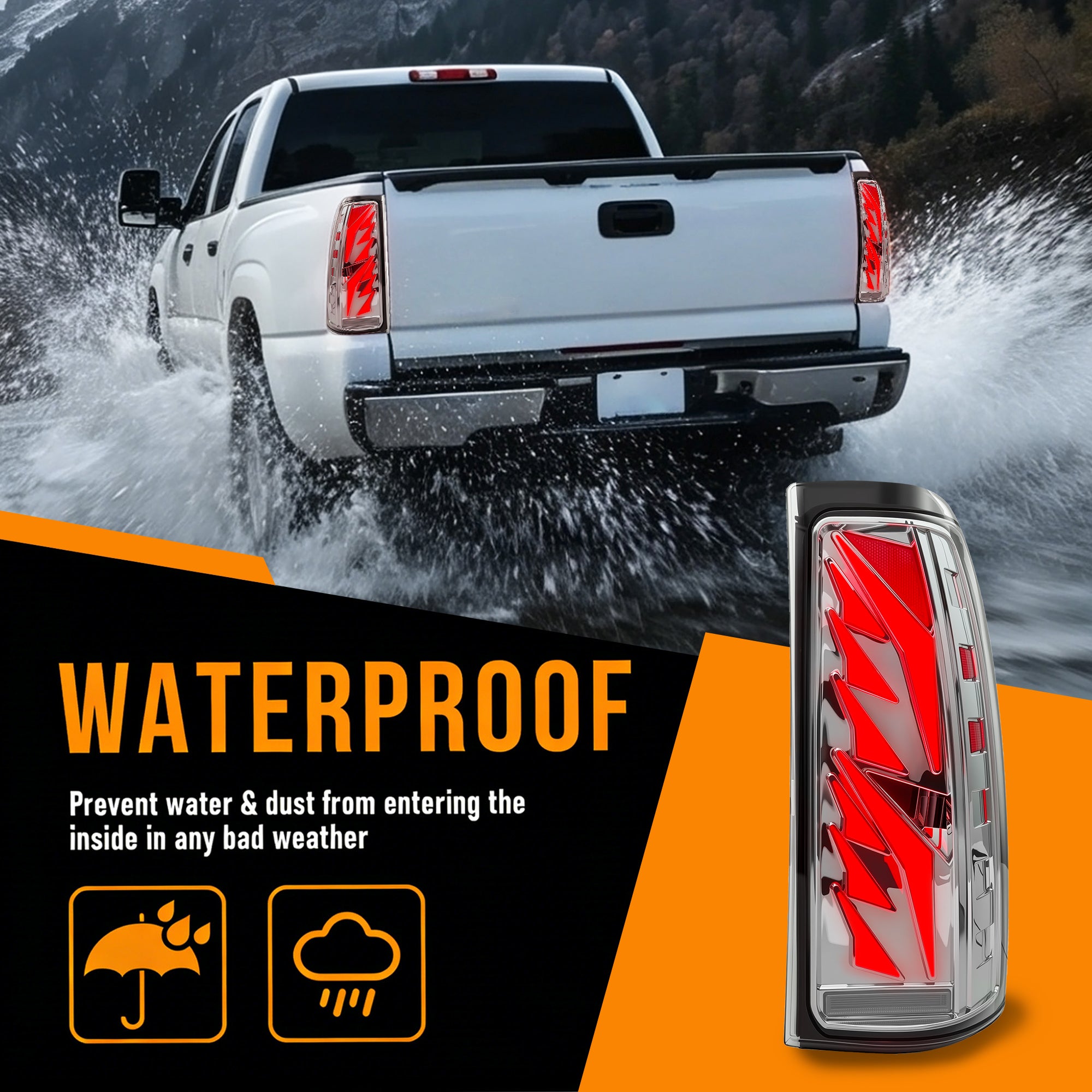 Sequential Clear LED Tail Lights with Startup Animation for 2003-2006 Chevy Silverado Plug & Play Waterproof-5