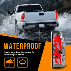 Sequential Clear LED Tail Lights with Startup Animation for 2003-2006 Chevy Silverado Plug & Play Waterproof-5