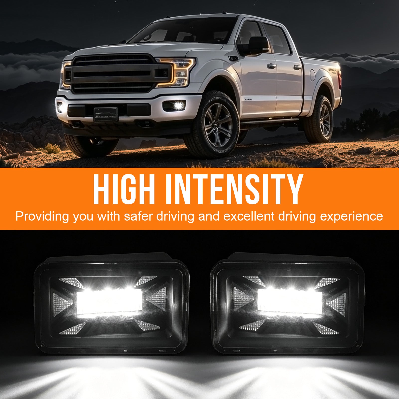 OKSIWA LED Fog Lights with DRL For 2015-2020 Ford F-150 Bumper Driving Fog Lamps Set Assembly Kit 1 Pair (Clear Lens) 2015 2016 2017 2018 2019 2020-3