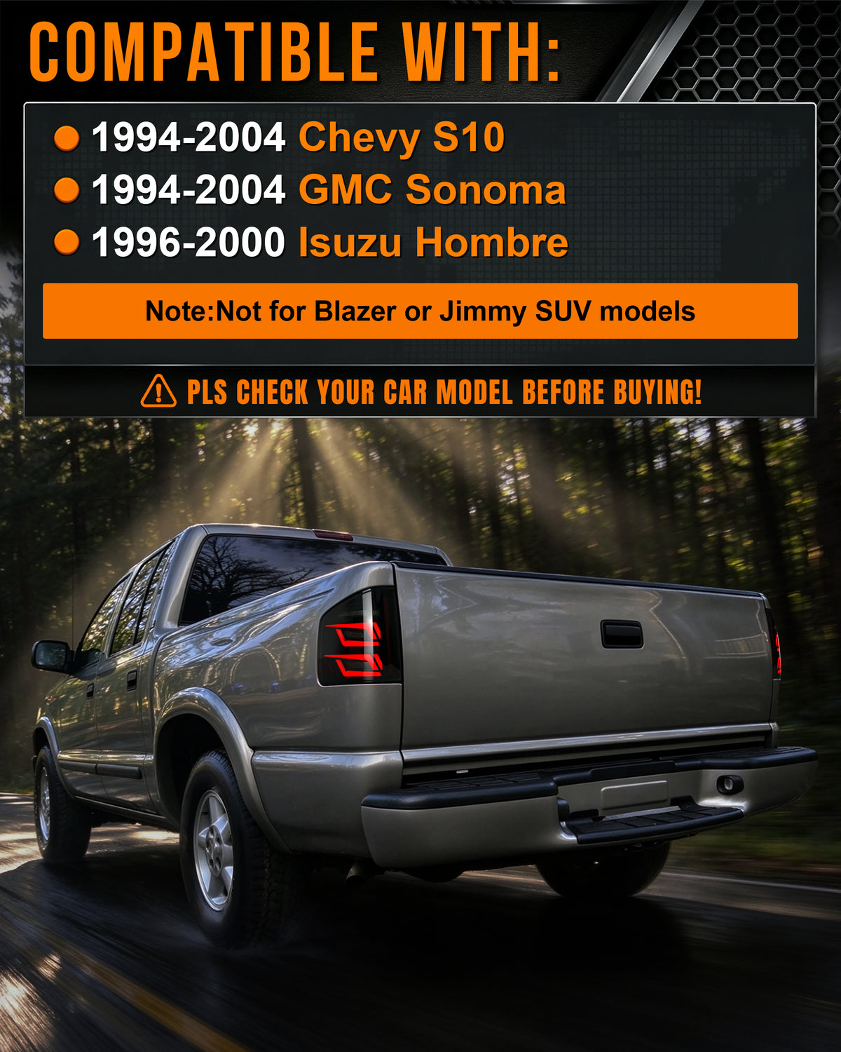 Sequential LED Tail Lights for 1994-2004 Chevy S10, GMC Sonoma, 1996-2000 Isuzu Hombre-3