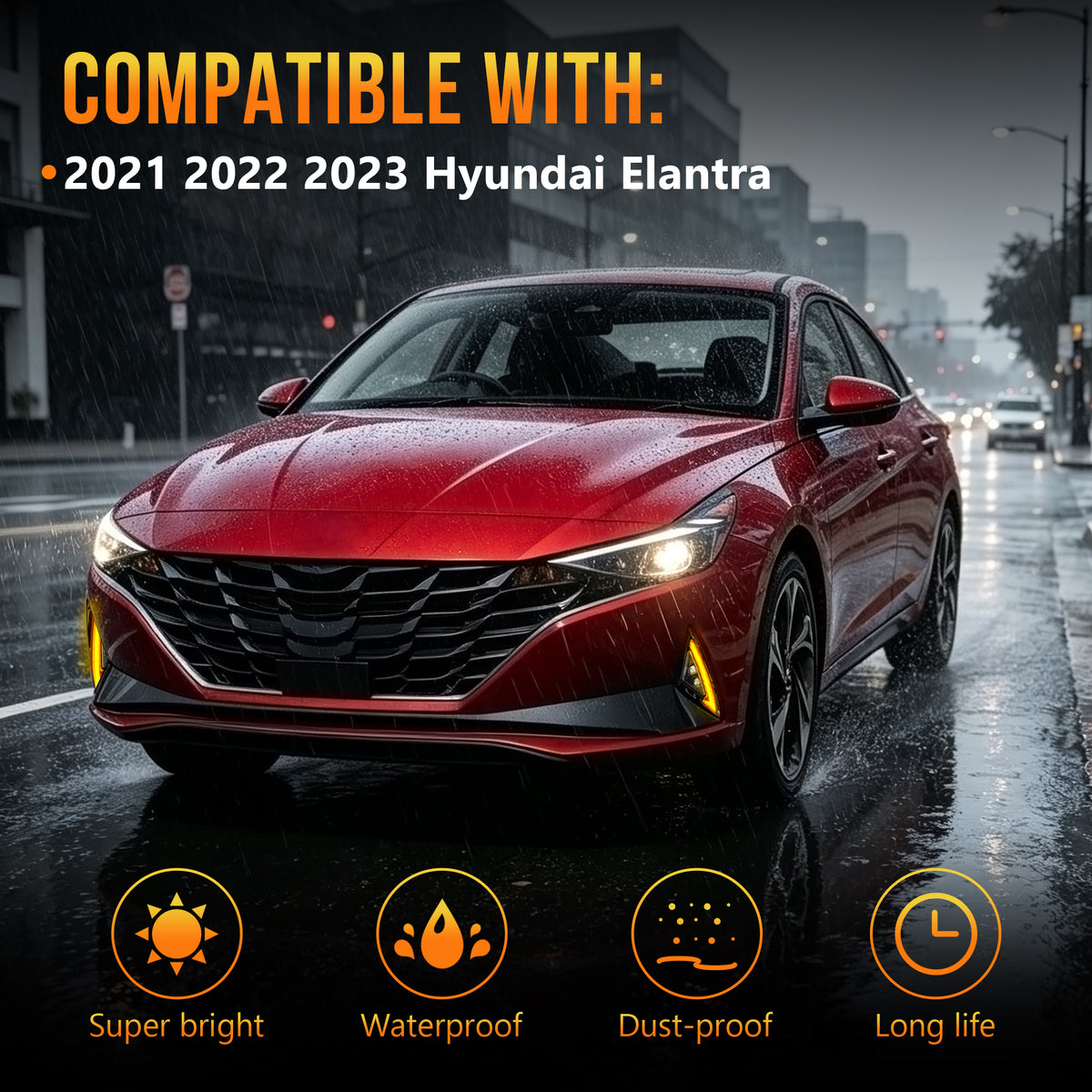 LED Fog Lights Compatible with 2021-2023 Hyundai Elantra with DRL Wiring Harness-3