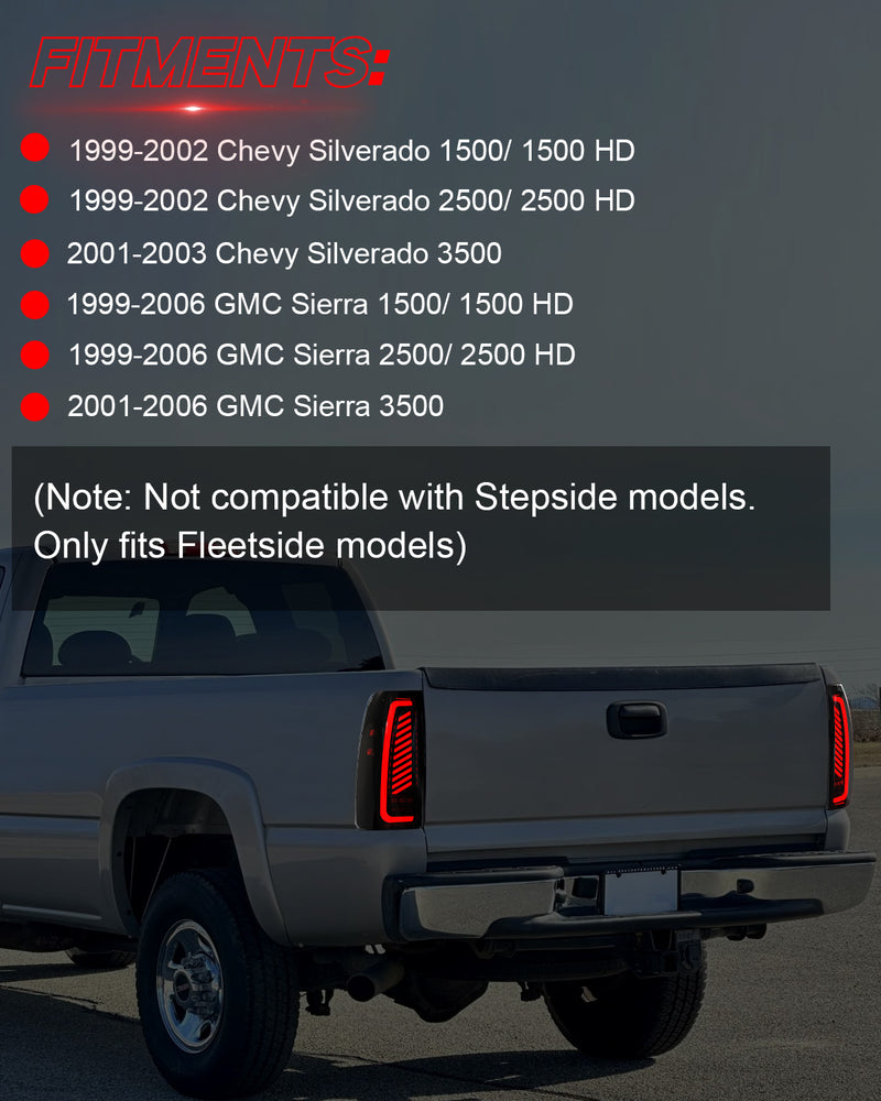 Animated Sequential LED Tail Lights for 1999-2002 Chevy Silverado & 1999-2006 GMC Sierra Plug & Play-4
