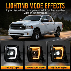 DOT Approved Sequential LED Fog Lights with Startup Animation for 2013-2018 Ram 1500 Clear Lens IP67 Waterproof Plug & Play 1 Pair-2