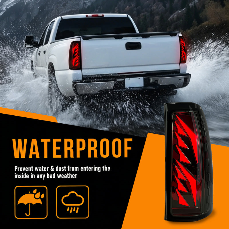 Sequential Smoked LED Tail Lights with Startup Animation for 2003-2006 Chevy Silverado Plug & Play Waterproof-6