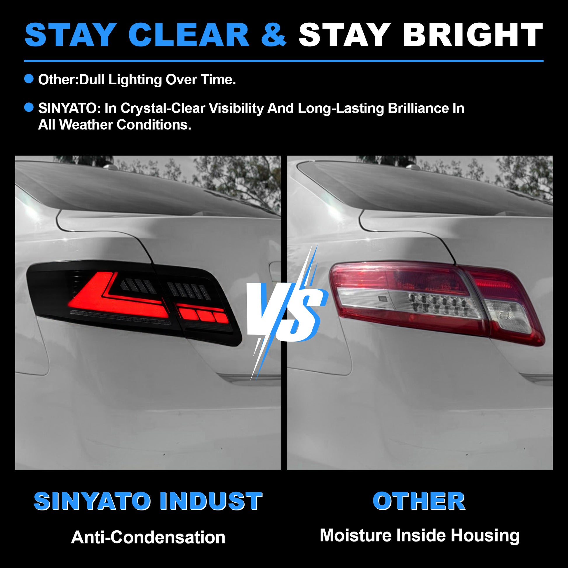 Animated Sequential LED Tail Lights for 2007-2011 Toyota Camry OEM Style Waterproof Plug & Play 1 Pair-5