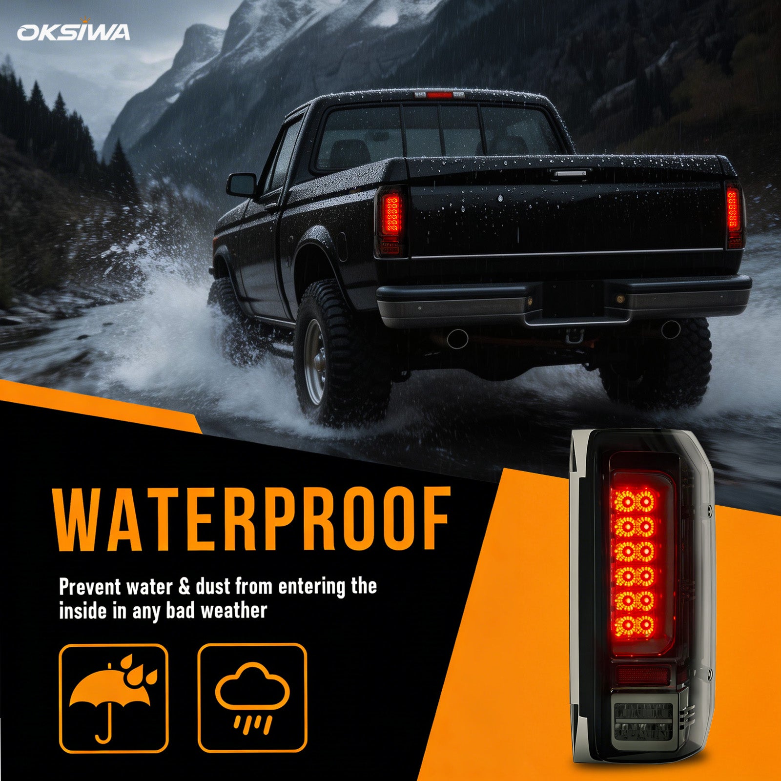 Animated Smoked LED Tail Lights for 1989-1996 Ford F-150 F-250 F-350 Bronco Weatherproof Plug & Play-6