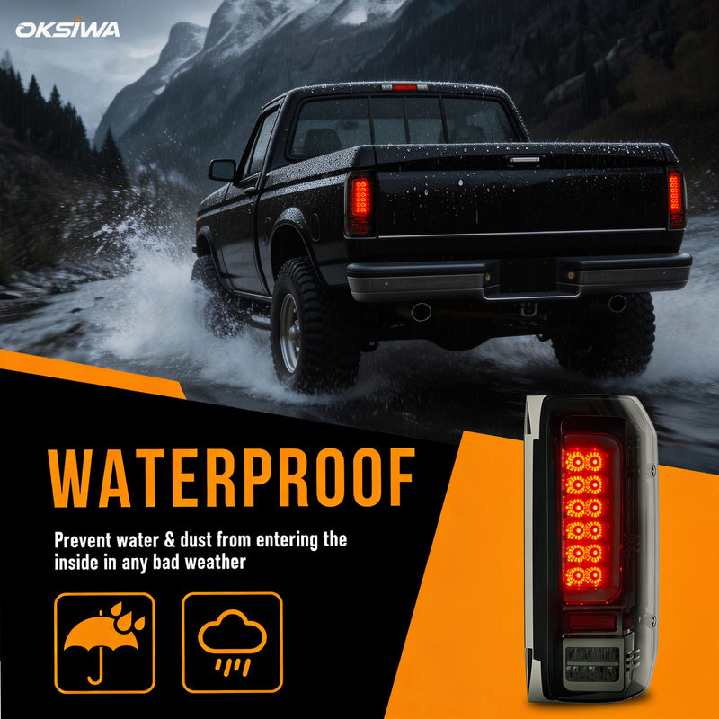 Animated Smoked LED Tail Lights for 1989-1996 Ford F-150 F-250 F-350 Bronco Weatherproof Plug & Play-6