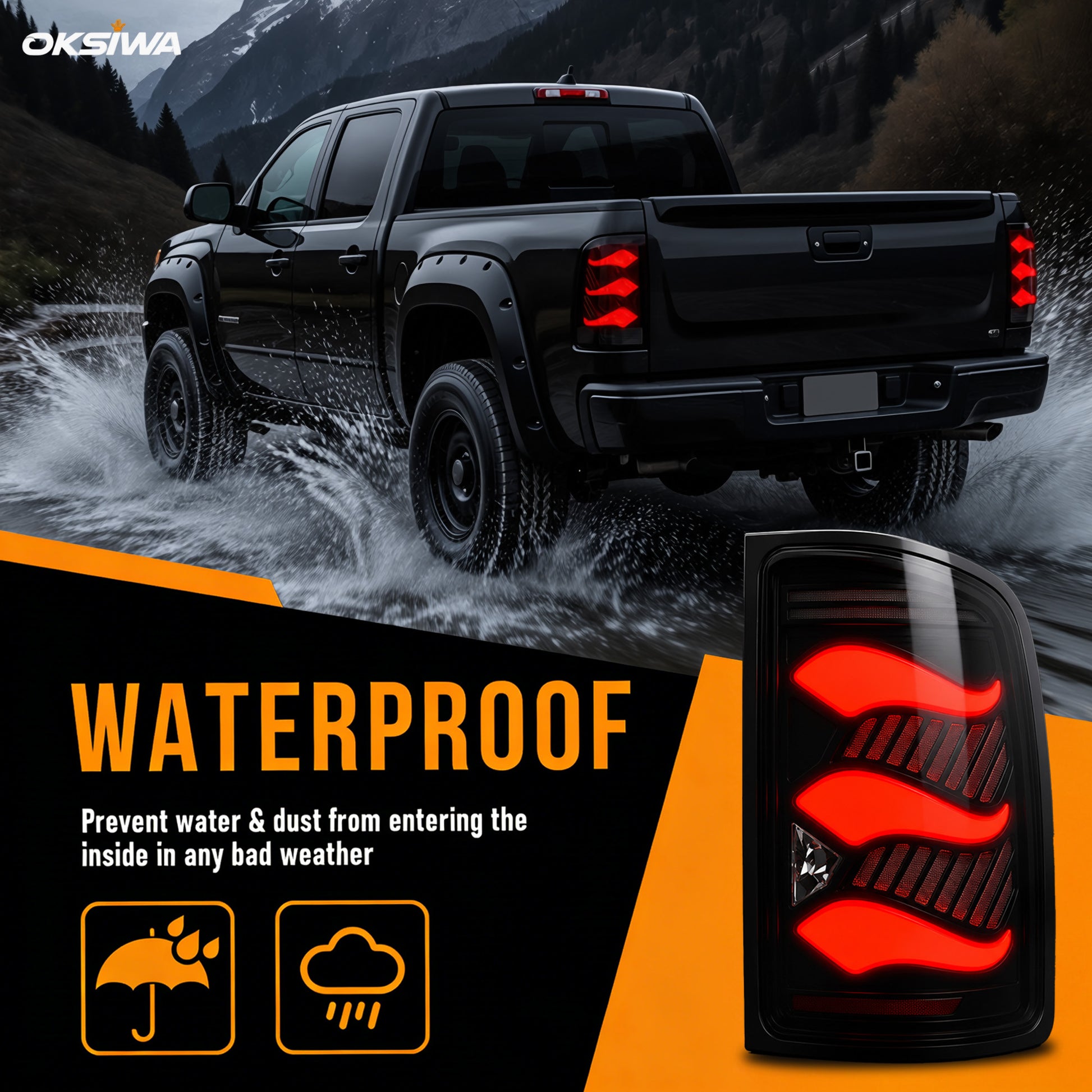 LED Tail Lights for 2007-2013 GMC Sierra 1500/2500HD/3500HD Waterproof Plug & Play-6