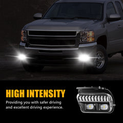 DOT Approved LED Fog Lights with White DRL & Amber Turn Signal for 2003-2006 Chevy Silverado & 2002-2006 Avalanche Clear Lens Plug & Play-5