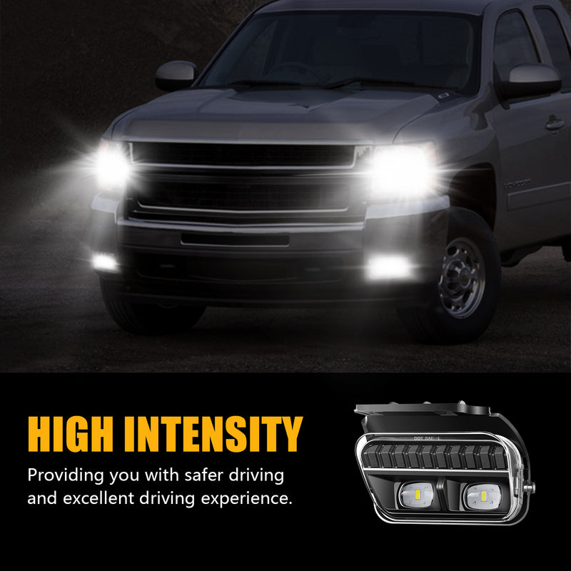 DOT Approved LED Fog Lights with Clear Lens for 2003-2006 Chevy Silverado & 2002-2006 Avalanche  Plug & Play-3
