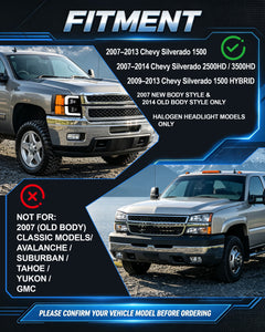 LED Dual Project Headlights Compatible with 2007-2014 Chevy Silverado-3