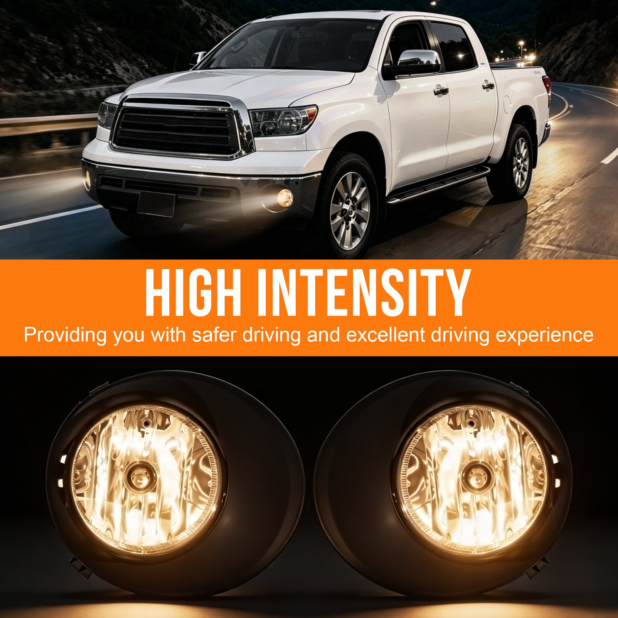 Fog Light Kit for 2007–2013 Toyota Tundra & 2008–2011 Sequoia, Plug & Play, Waterproof, Full Wiring Harness-2