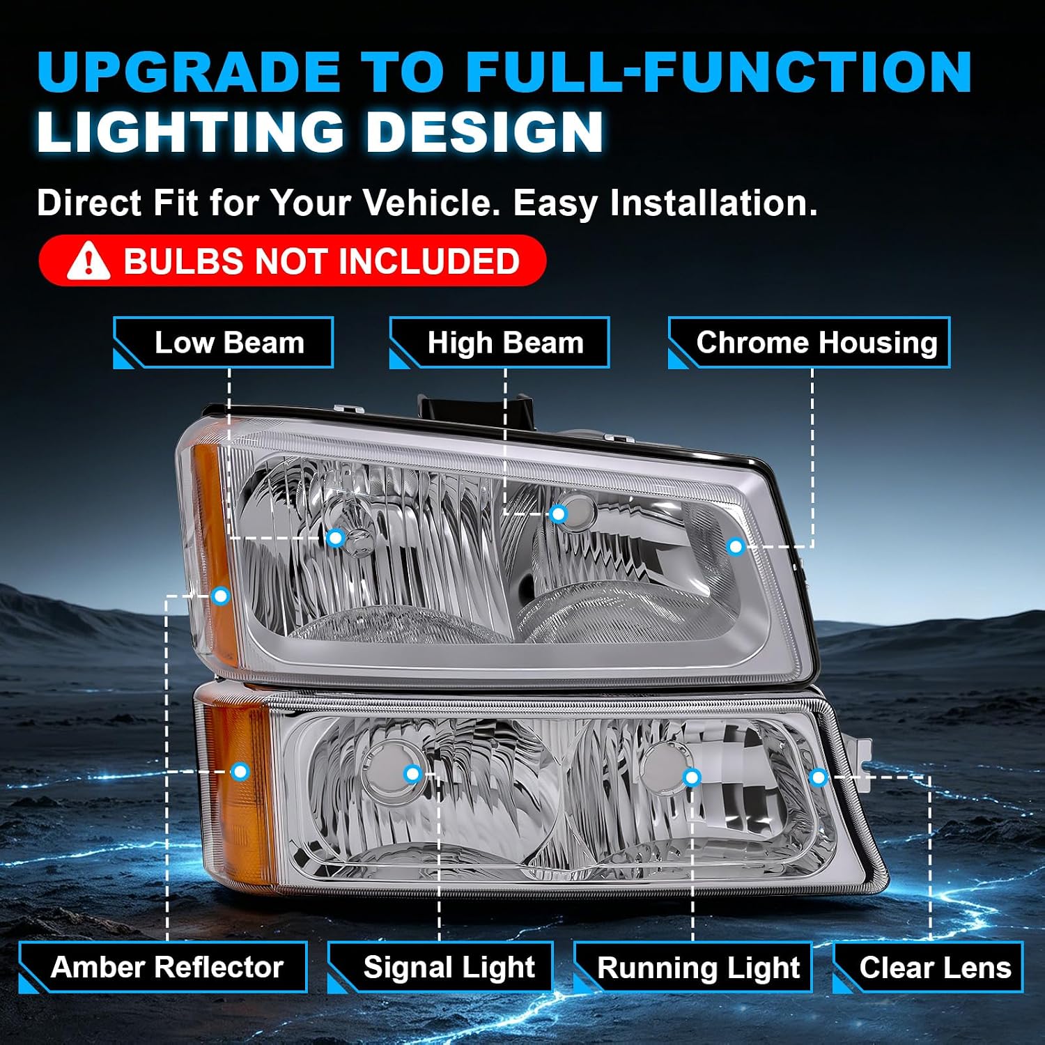Headlight for 2003–2006 Chevy Silverado 1500HD / 2500HD / 3500 / Avalanche-4