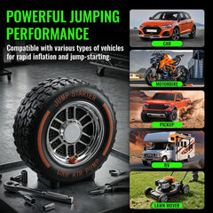 Jump Starter with Tire Inflator, 8000mAh Car Battery Jumper, 150PSI Air Compressor, Power Bank & LED Light for Cars Trucks Bikes-5