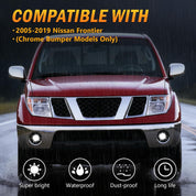 OKSIWA LED Fog Lights,Compatible with 2005-2019 Nissan Frontier(Chrome Bumper Models Only), Front Bumer Driving Light Fog Lamp Assembly Kit with Wiring Harness, Switch,Plug and Play