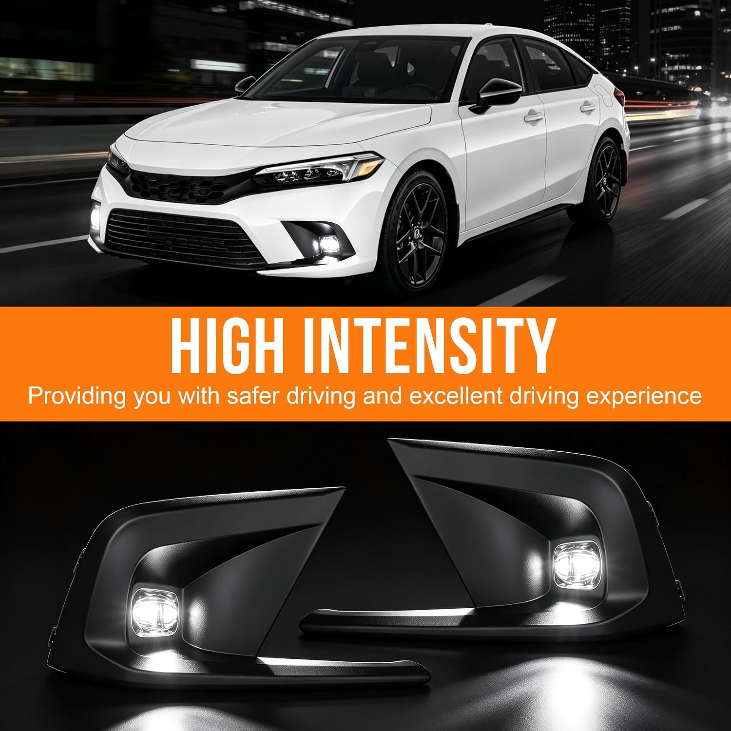 DOT Approved LED Fog Light for 2022–2024 Honda Civic, Plug & Play, Waterproof,1 Pair-2