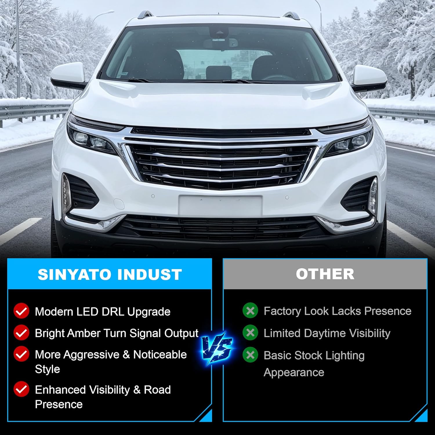 DOT Approved LED Fog Lights with DRL & Amber Turn Signal for 2022-2024 Chevy Equinox w/ Wiring Harness Plug & Play-6