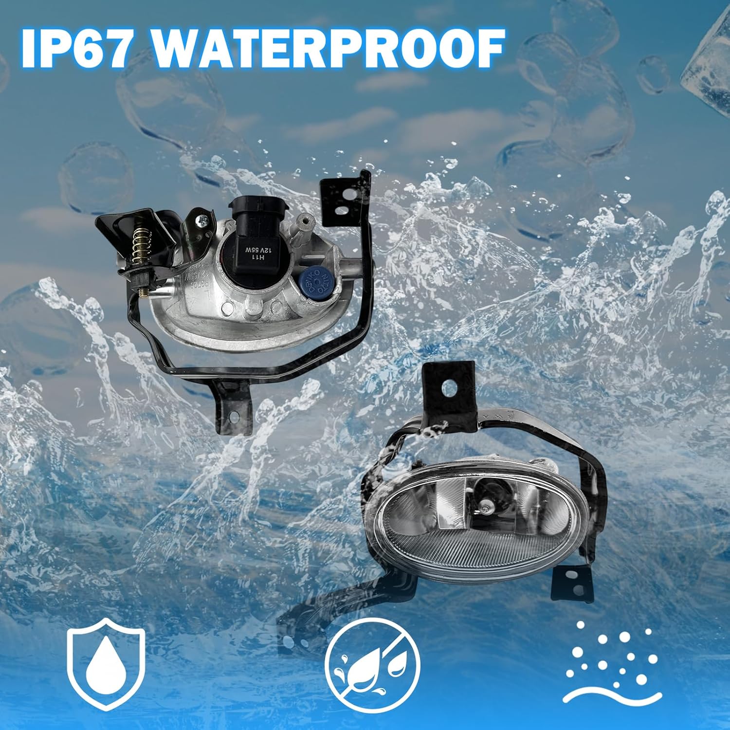 OKSIWA Fog Lights Compatible With Honda Crv Cr-v 2010 2011 Fog Lamps With Switch and Wring Kit H11 12V 55W Bulbs(Clear Lens)-8