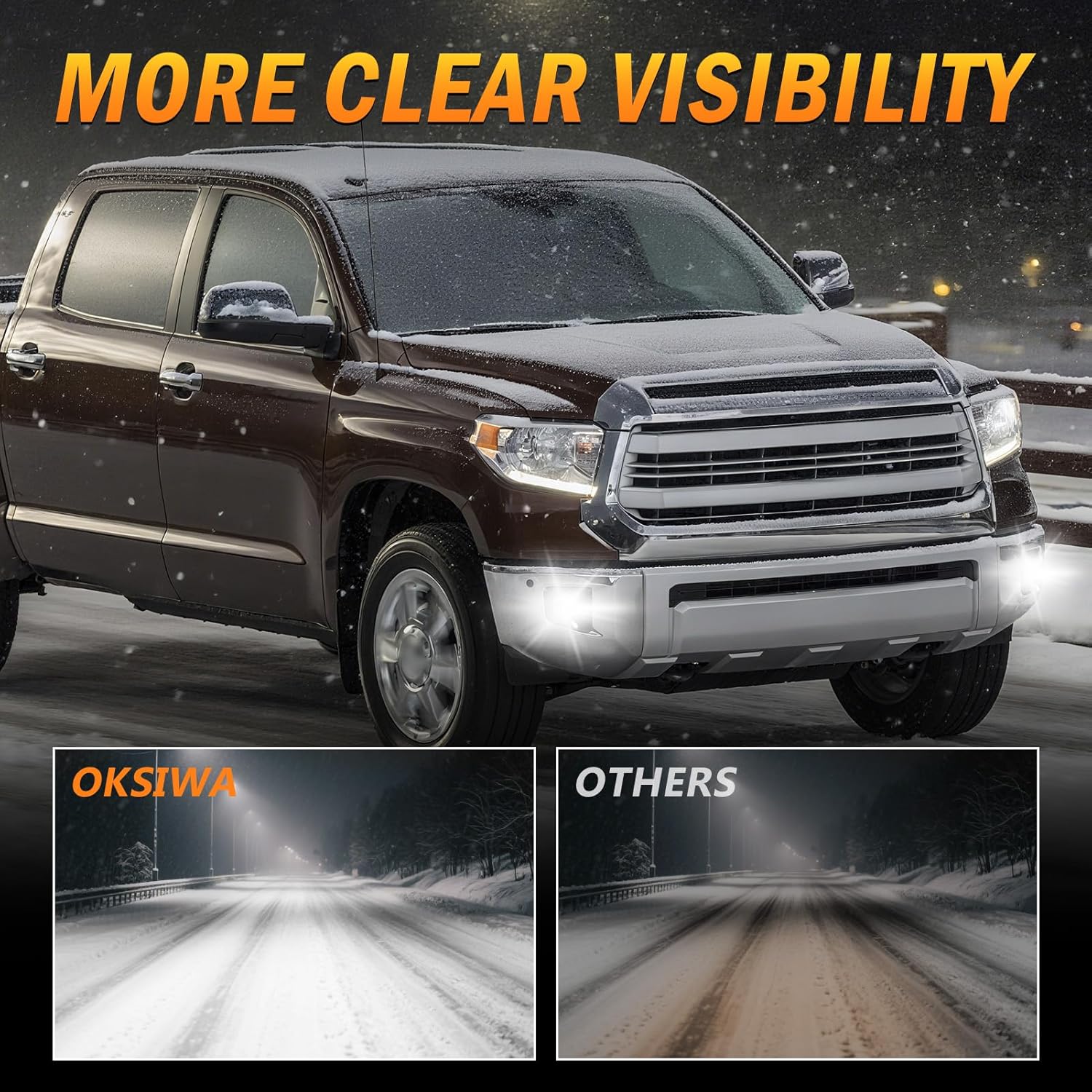 OKSIWA LED Fog Lights for 2014 2015 2016 2017 2018 2019 2020 2021 Toyota Tundra,1 Pair Front Driving Fog Lamps Kits with Wiring Harness Switch,Clear Lens-3