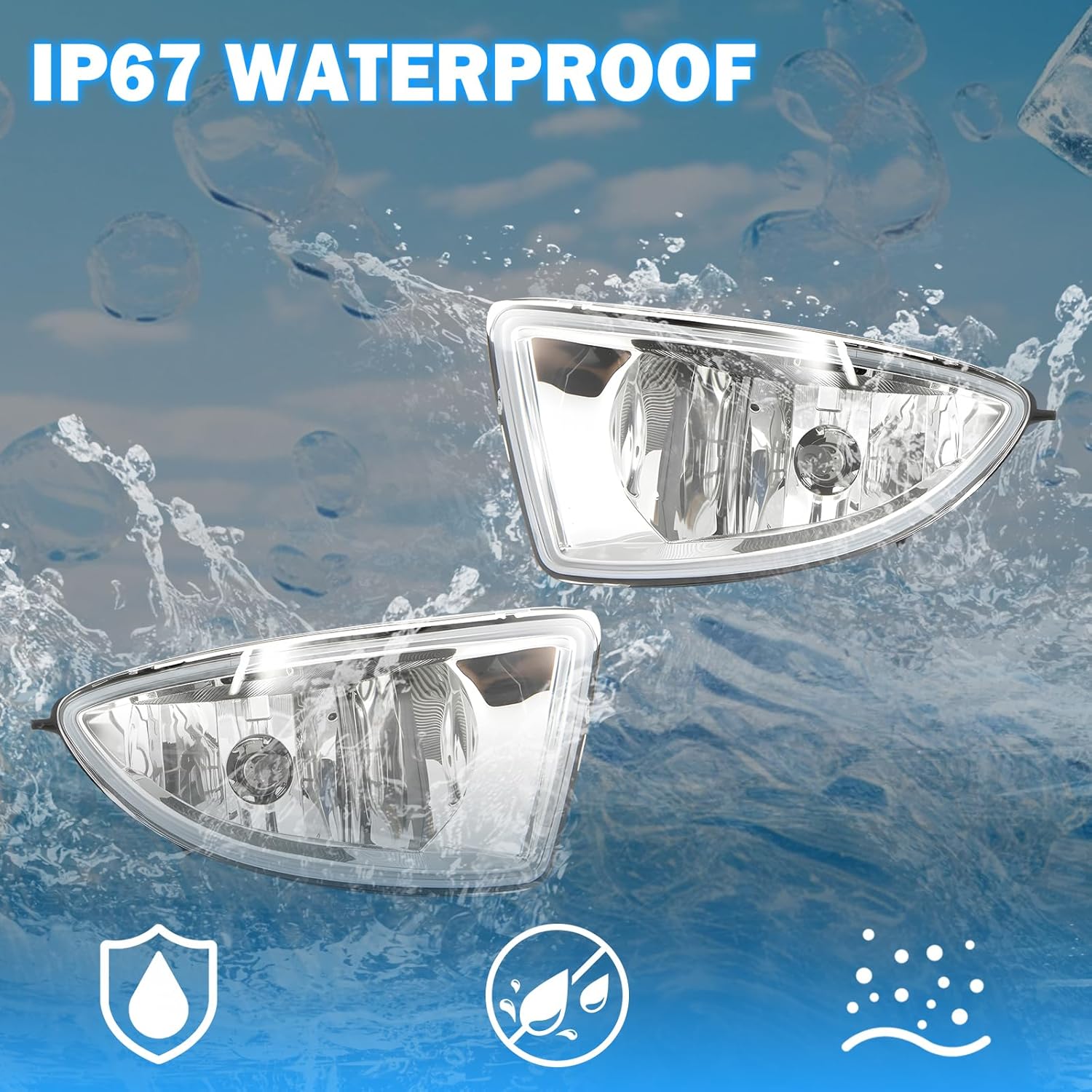 OKSIWA Driving Fog Lights Compatible with 2004-2005 Honda Civic 2/4DR 1 Pair Bumper Fog Lamps with Halogen Bulb, Switch and Harness (Clear Lens)-9