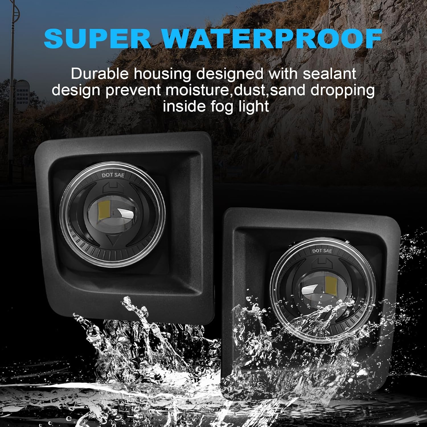 OKSIWA LED Fog Lights Compatible with 2014-2015 GMC Sierra 1500, Bumper Driving LED Fog Lamp Assembly Replacement FogLight Kit, DOT Certified（1 Pair）