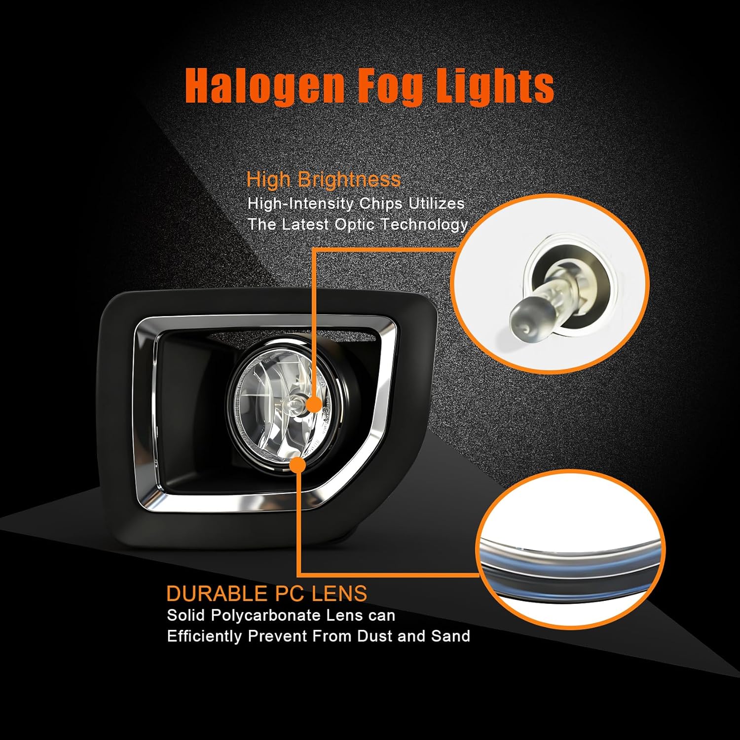 DOT Approved Halogen Fog Lights for 2015-2019 GMC Sierra 2500HD/3500HD Plug & Play-3