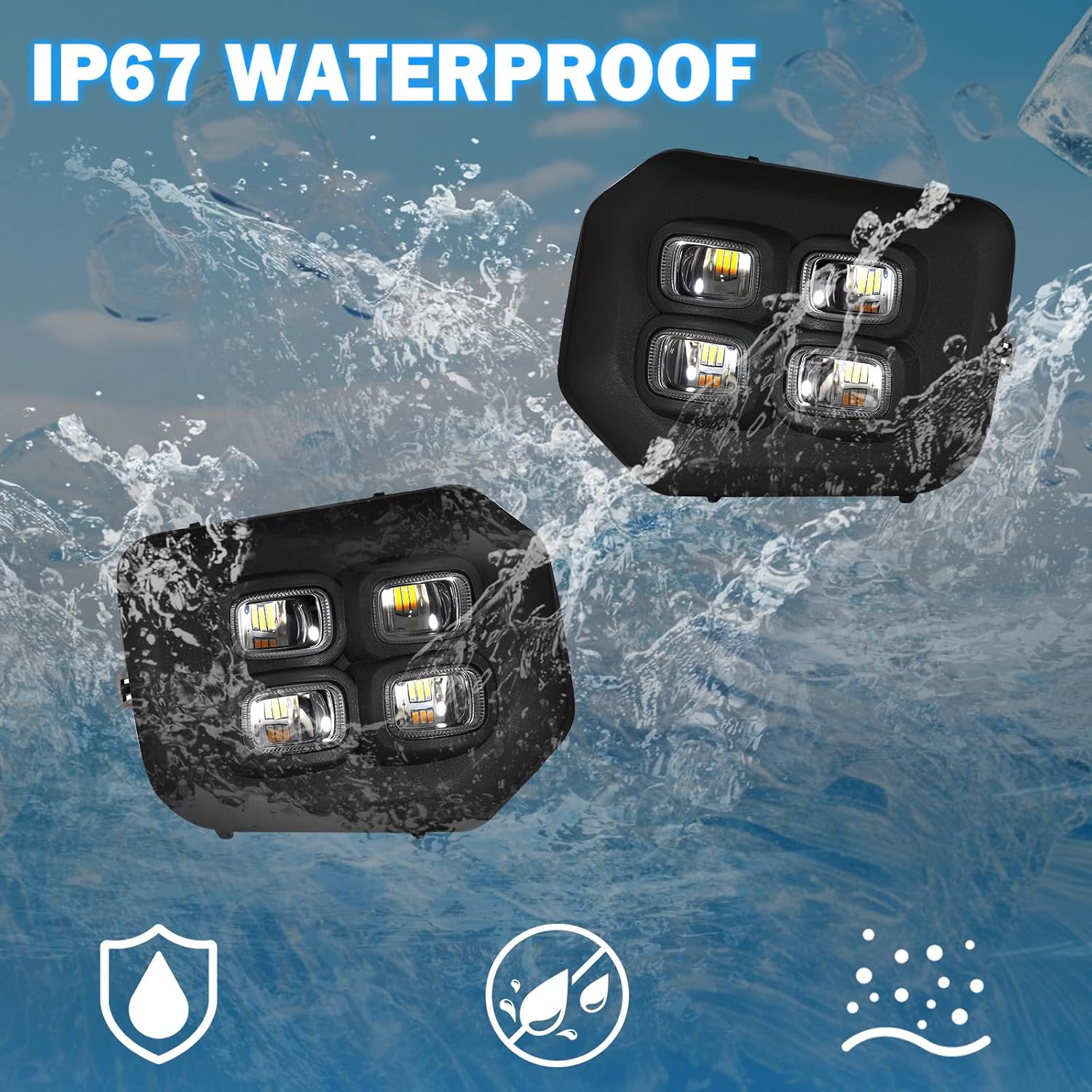 OKSIWA LED 4 eyes Fog Lights Assembly Kit for 2016 2017 2018 2019 2020 2021 2022 2023 Toyota Tacoma(Fits SR,SR5 Model Only), White DRL Fog Light Yellow Turn Signals for Tacoma-7