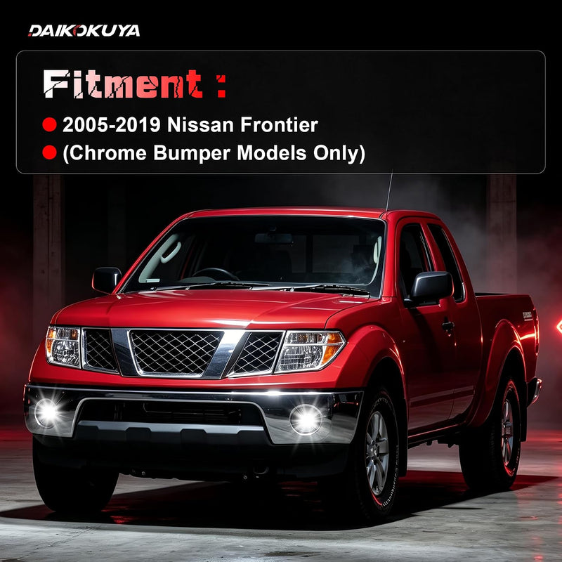 DOT Approved LED Projector Fog Light for 2005–2019 Nissan Frontier Chrome Bumper Models, 1 Pair-3