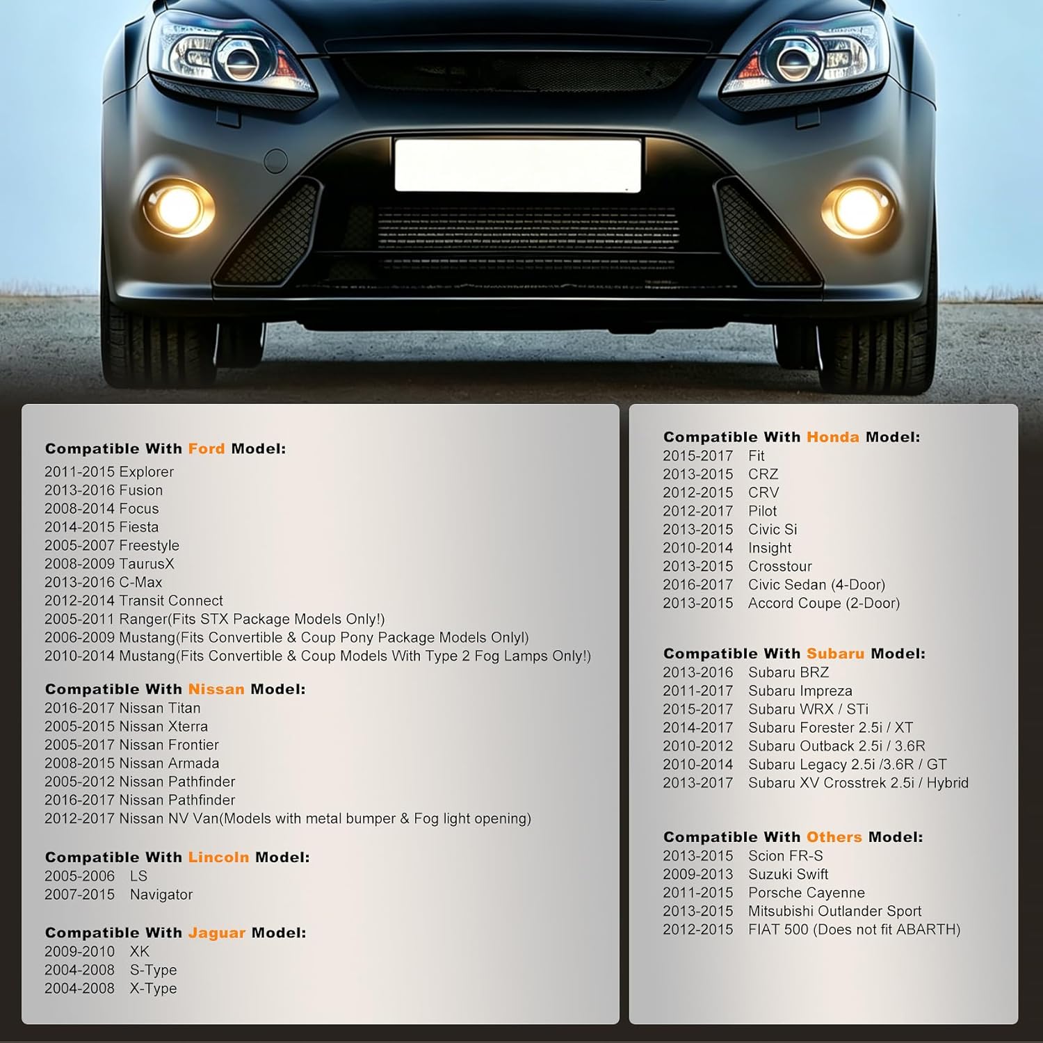 DOT Approved Fog Light for 2011–2014 Ford Explorer, 2008–2014 Ford Focus & 2006–2014 Ford Mustang, 1 Pair-3