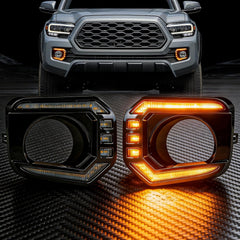 OKSIWA LED DRL Lights Assemblies for 2016–2023 Toyota Tacoma Limited/SR/SR5/Trail Edition, DRL with Dynamic Startup Animation & Flowing Amber Turn Signal, Front Bumper, 1 Pair（Smoked）-2