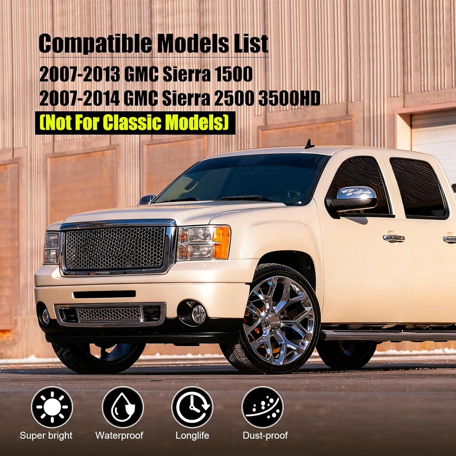 DOT Approved Halogen Fog Lights for 2007-2013 GMC Sierra 1500 & 2007-2014 Sierra 2500/3500HD Plug & Play-2