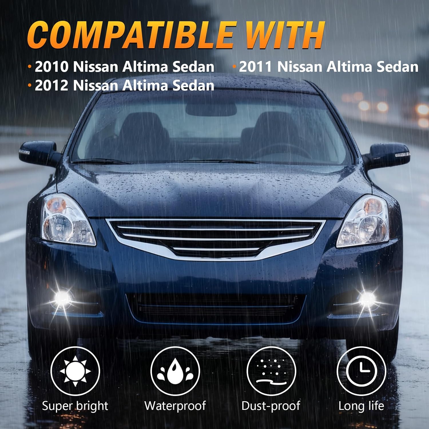 OKSIWA LED Fog Lights,Compatible with Nissan Altima Sedan 2010 2011 2012,Front Bumer Driving Light,Fog Lamp Assembly,with Wiring Harness, Switch,Plug and Play,Waterproof-2