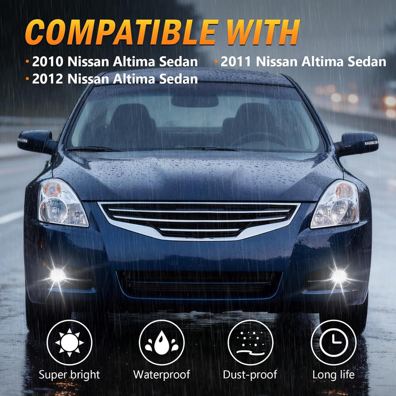 OKSIWA LED Fog Lights,Compatible with Nissan Altima Sedan 2010 2011 2012,Front Bumer Driving Light,Fog Lamp Assembly,with Wiring Harness, Switch,Plug and Play,Waterproof-2