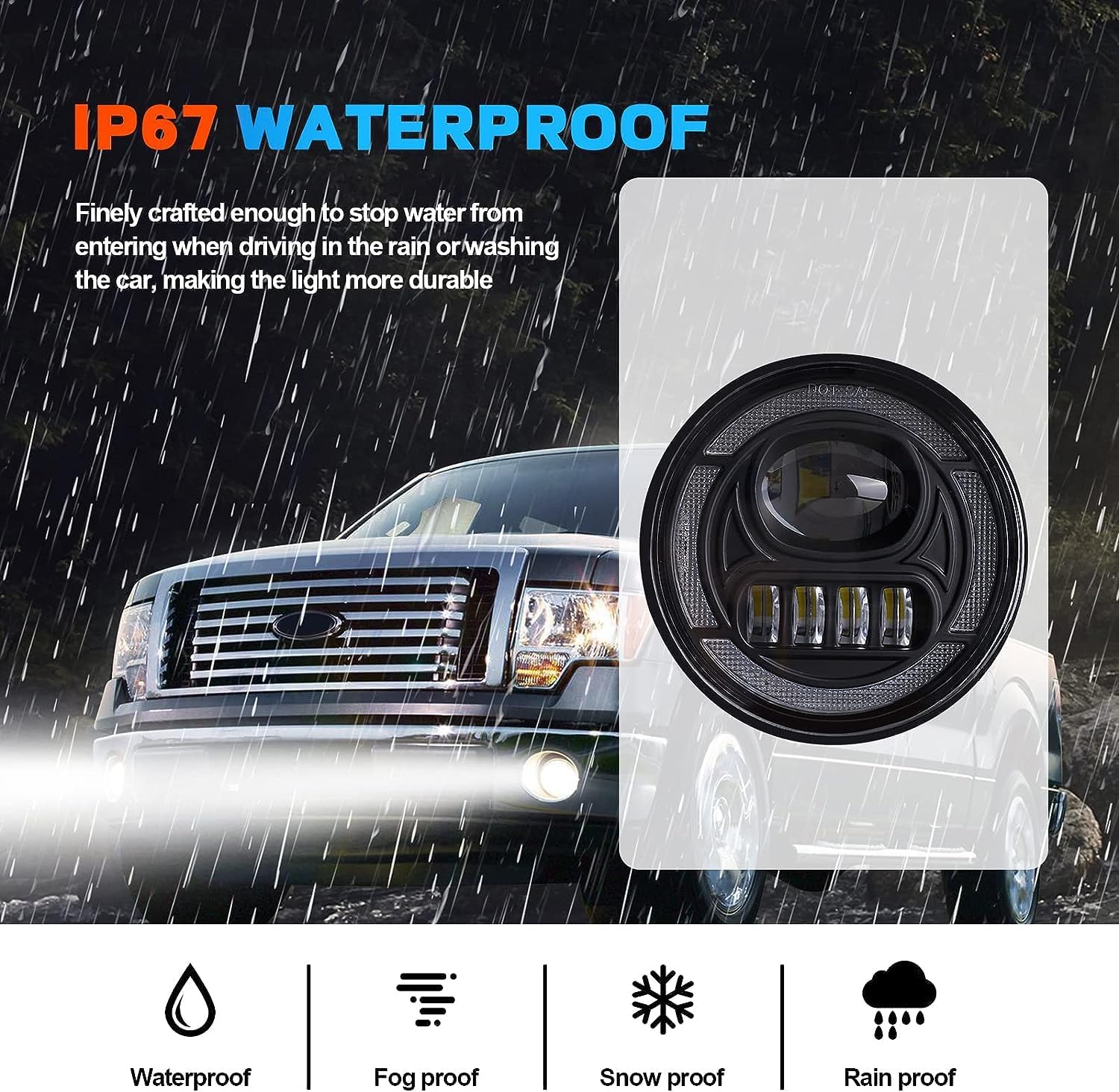 OKSIWA LED Fog Lights with DRL/Turn Signal Compatible with 2011 2012 2013 2014 Ford F150 Bumper Driving Fog Lamp Assembly Replacement DOT Approved（1 Pair）