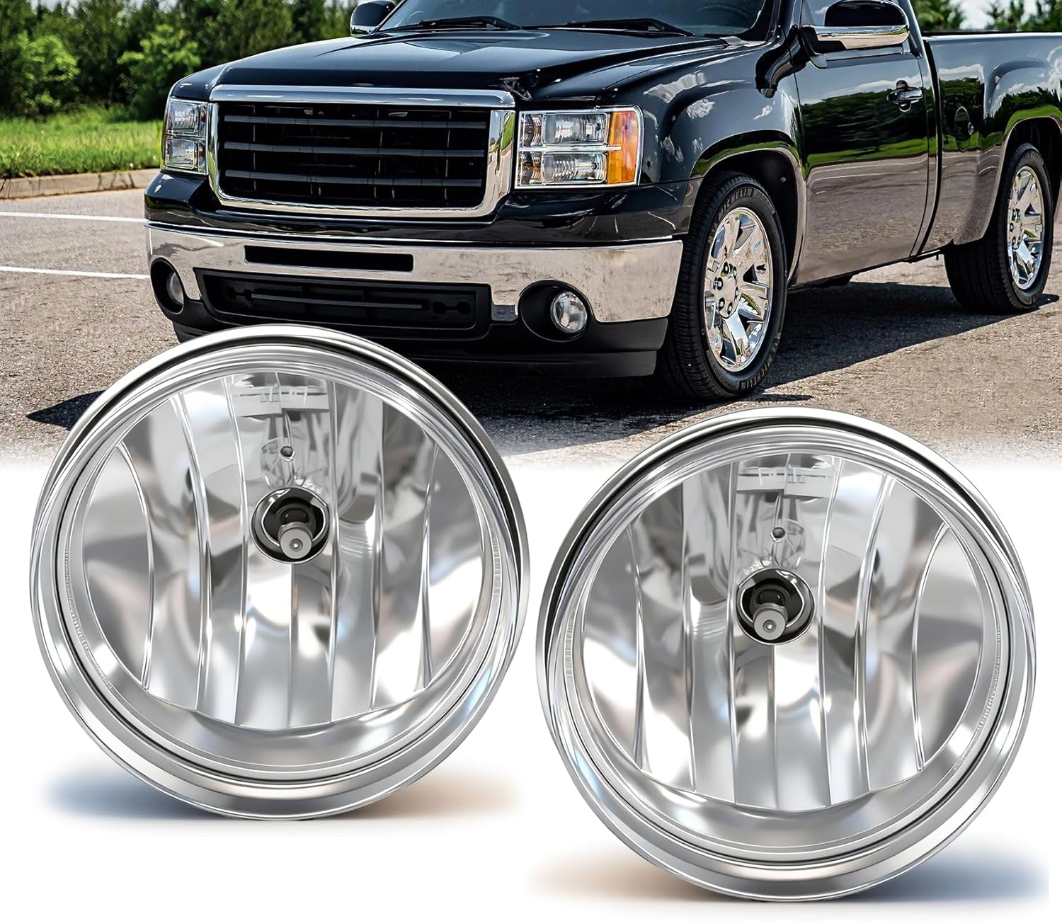 OKSIWA Halogen Fog Lights-For 2007-2013 GMC Sierra 1500,2007-2014 GMC Sierra 2500 3500HD (Not For Classic Models), Fog Light Assembly Replacement, Easy to Install