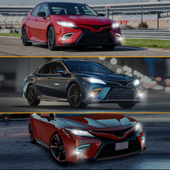 OKSIWA LED Fog Light with 3-Colors Day Running Light Compatible with 2018 2019 2020 Toyota Camry SE/XSE/TRD,Amber Turn Signal light, Blue light for Night,Front Bumper Fog Lamp Replacement Kit-5