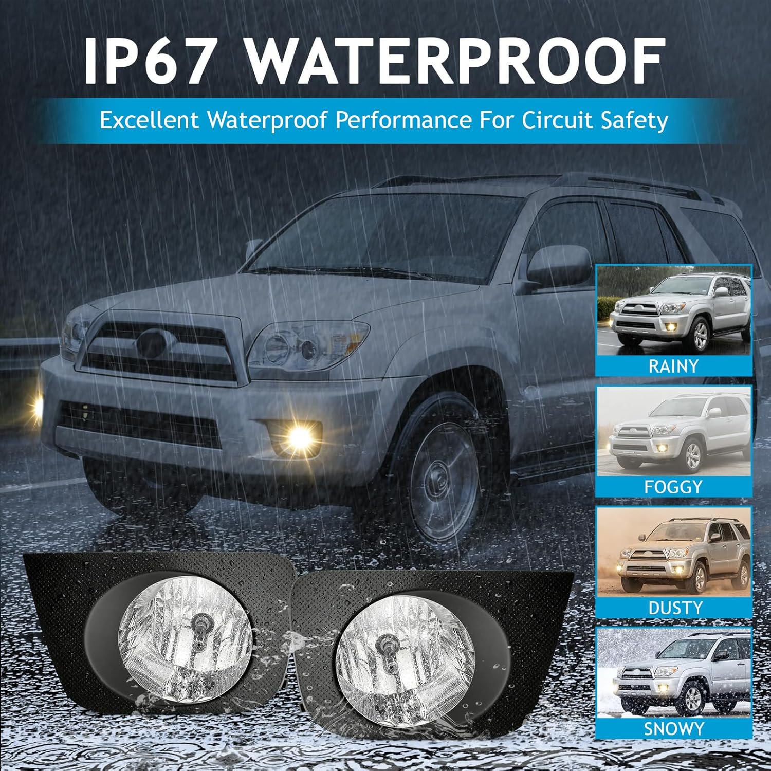 OKSIWA Fog Lights for 2006 2007 2008 2009 Toyota 4Runner, Front Driving Fog Light Lamps with 9006 Halogen Bulbs, Assembly Replacement Kit-3