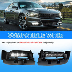 OKSIWA LED Fog Lights Assembly Compatible With 2015 2016 2017 2018 2019 2020 Dodge Charger Front Bumper Driving Fog Lamp Fog Light Kits-3