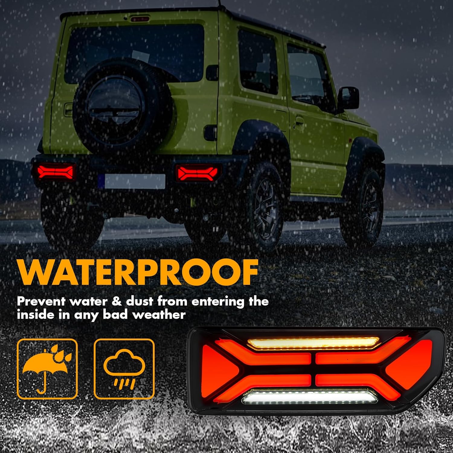 OKSIWA Sequential Full LED Tail Lights for Suzuki Jimny 2019-2024, with Start Up Sequence,Dynamic Turn Signal,Unique Appearance Design, Reverse Brake Tail Lamp Rear Lights Assembly (Dumbbel)