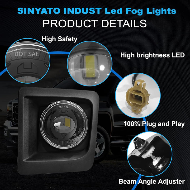DOT Approved LED Fog Lights for 2014-2015 GMC Sierra 1500 Plug & Play-3